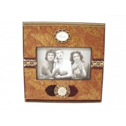 PORTAFOTOS TELA MARRON...