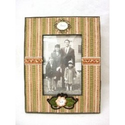 PORTAFOTOS TELA RAYAS VERDE...