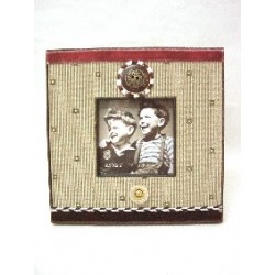 PORTAFOTOS TELA RAYAS BEIGE...