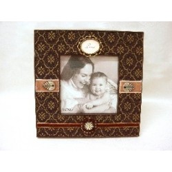 PORTAFOTOS TELA MARRON...