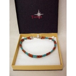 COLLAR BOLAS AZUL MARRON