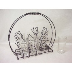 6 VASOS 260ML CON SOPORTE AZUL