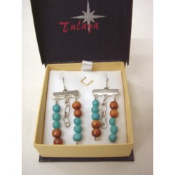 PENDIENTES BOLAS AZUL MARRON