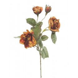 FLOR HOJAS CUADRUPLE ROSA...