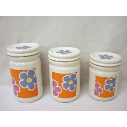 JUEGO 3 BOTES CERAMICA TAPA...
