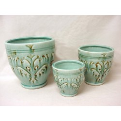 JUEGO 3 MACETAS CERAMICA...