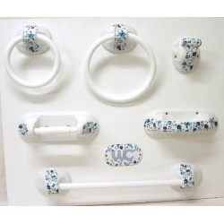 JUEGO 7 PIEZAS BAÑO TRAMA AZUL