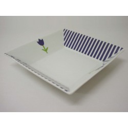 PLATO HONDO CUADRADO RAYAS...