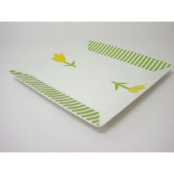 PLATO POSTRE CUADRADO RAYAS...