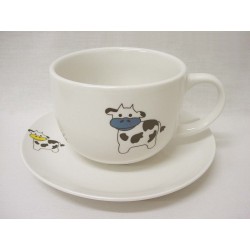 TAZA Y PLATO JUMBO 475ML  VACA
