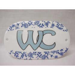 PLACA OVALADA BAÑO RAMAS AZUL