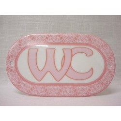 PLACA OVALADA BAÑO TOALLA ROSA