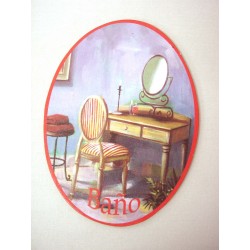 PLACA MADERA OVAL BAÑO...