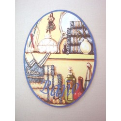 PLACA MADERA OVAL BAÑO...