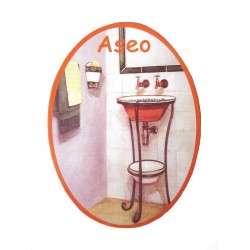 PLACA MADERA OVAL BAÑO...