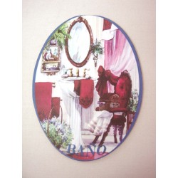 PLACA MADERA OVAL BAÑO...