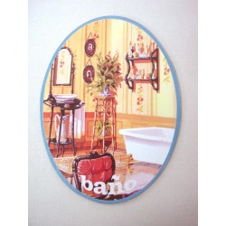 PLACA MADERA OVAL BAÑO...