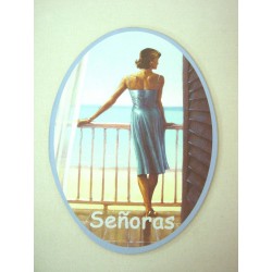 PLACA MADERA OVAL BAÑO...