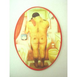 PLACA MADERA OVAL BAÑO...