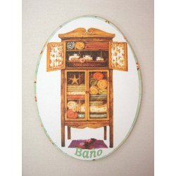 PLACA MADERA OVAL BAÑO...
