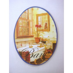 PLACA MADERA OVAL BAÑO...