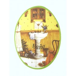 PLACA MADERA OVAL BAÑO...