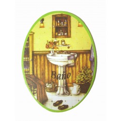 PLACA MADERA OVAL BAÑO...