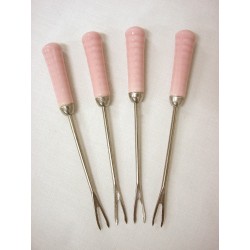 JUEGO 4 PINCHOS CERAMICA ROSA