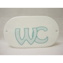 PLACA OVALADA BAÑO WC AZUL...
