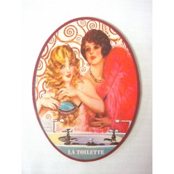 PLACA MADERA OVAL BAÑO LA...