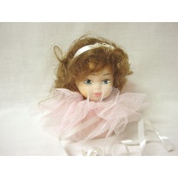FIGURA MUÑECA CABEZA TUL ROSA