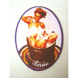 PLACA MADERA OVAL BAÑO...