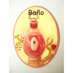 PLACA MADERA OVAL BAÑO...