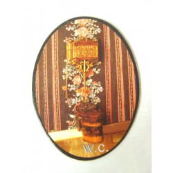 PLACA MADERA OVAL BAÑO...