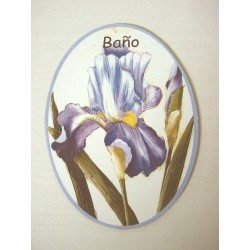 PLACA MADERA OVAL BAÑO...