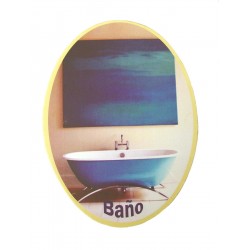PLACA MADERA OVAL BAÑO...