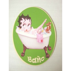 PLACA MADERA OVAL BAÑO...