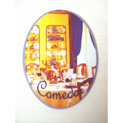 PLACA MADERA OVAL COMEDOR...