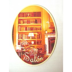 PLACA MADERA OVAL SALON...