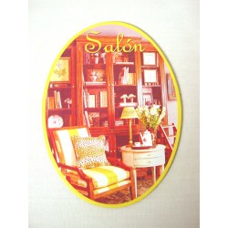 PLACA MADERA OVAL SALON...