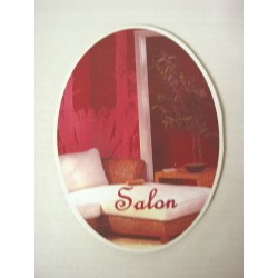 PLACA MADERA OVAL SALON...