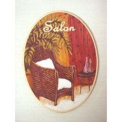 PLACA MADERA OVAL SALON...