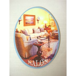 PLACA MADERA OVAL SALON...