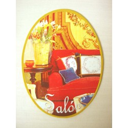 PLACA MADERA OVAL SALON...