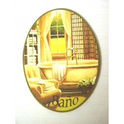 PLACA MADERA OVAL BAÑO...